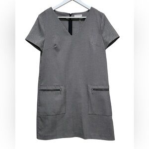 1. State Black and White Patterned Mini Shift Sheath Dress V Neck Women’s Sz 8